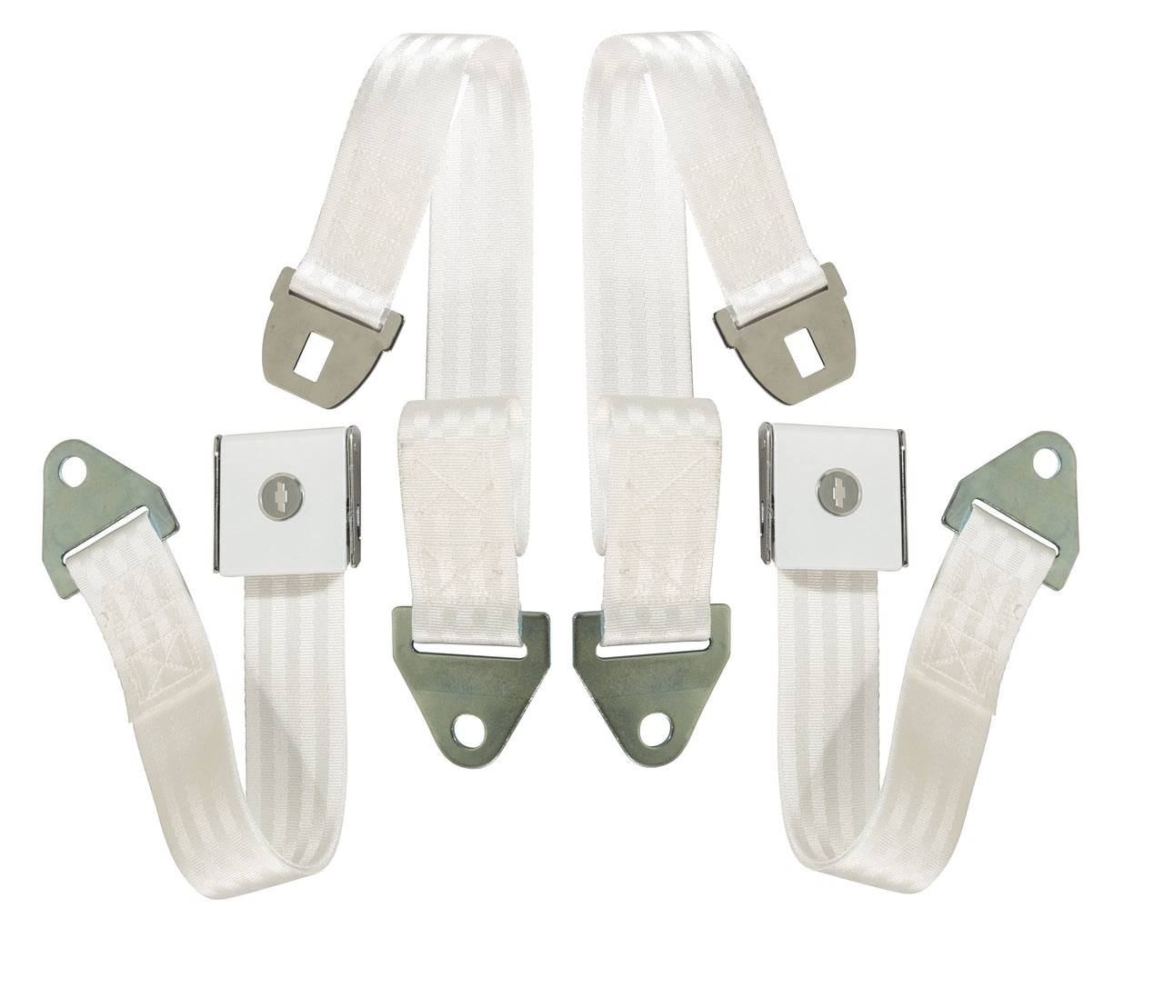 1964-1964 Corvette Seat Belts Bowtie Lift Latch - White-37478-Corvette-Store-Online