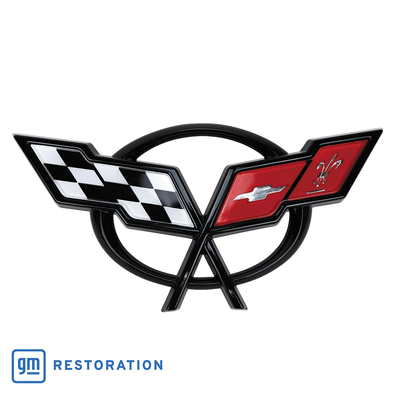 1998-2004 Corvette Convertible Interior Waterfall Crossflag Emblem-38237-Corvette-Store-Online