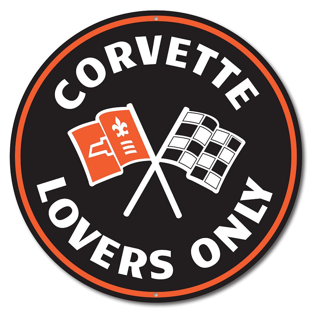 Vintage Corvette Crossed Flags Deluxe Sign Set