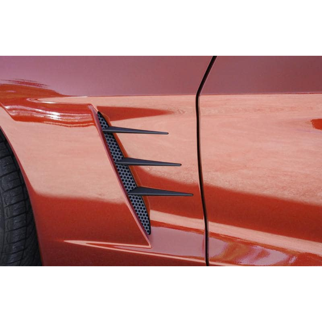C6 Corvette Vent Spears w/ Perforated Vent "Blakk Stealth" - 8Pc Stainless Steel