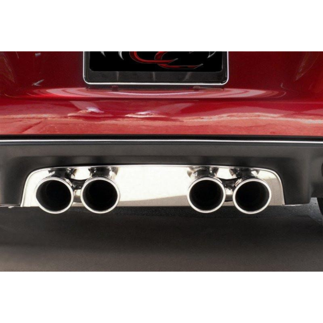 C6 Corvette Exhaust Filler Panel Polished Stainless Steel - Flowmaster Quad Tips