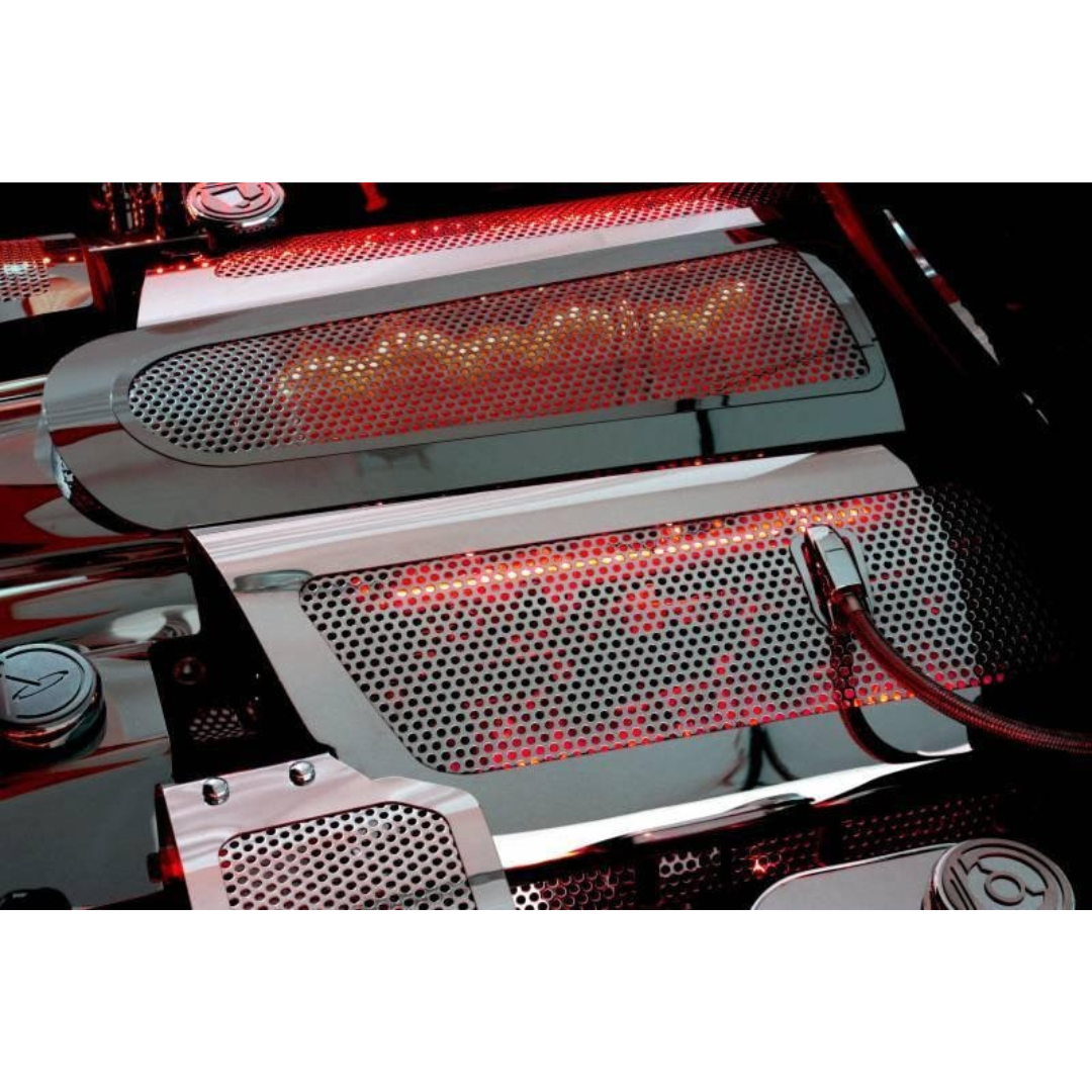 C6 Corvette LED Illuminated Fuel Rails - Perforated Polished Stainless Steel (LS2)