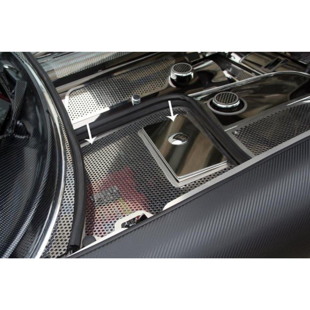 C5 Corvette Battery / Fuse Box Cover - Perforated Polished Stainless Steel