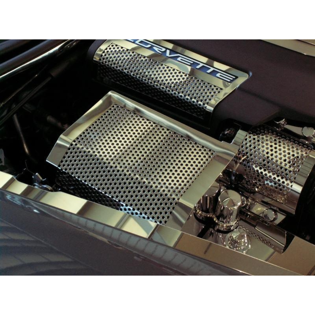 C6 Corvette Fuse Box Cover - 2005-2013 Polished Perforated Stainless Steel