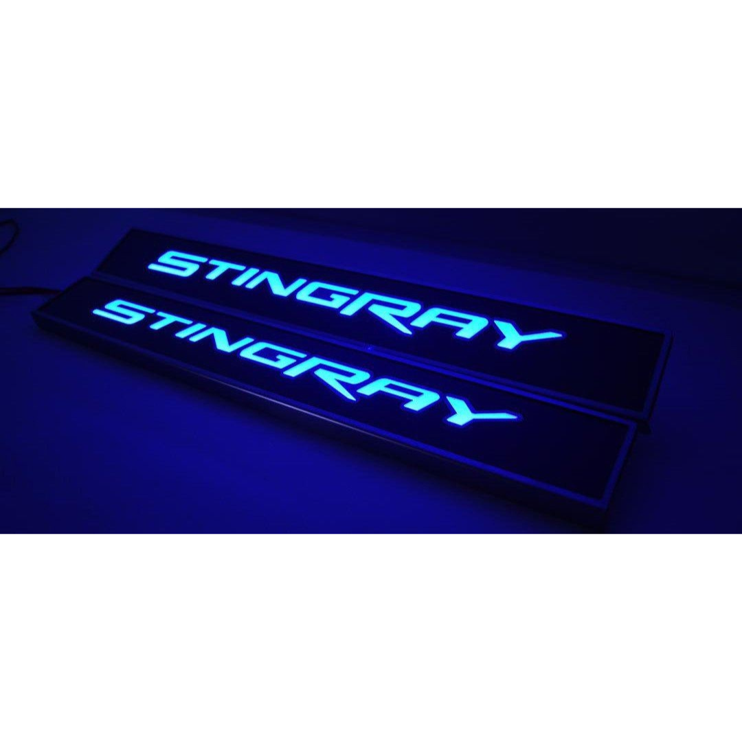 C7 Corvette Stingray Illuminated Replacement Door Sills - Carbon Fiber