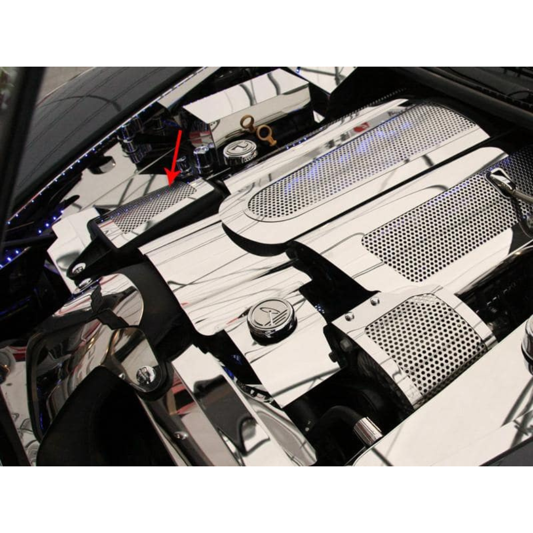 C6 Corvette Air Capacitor Cover - 2Pc Polished Perforated Stainless Steel
