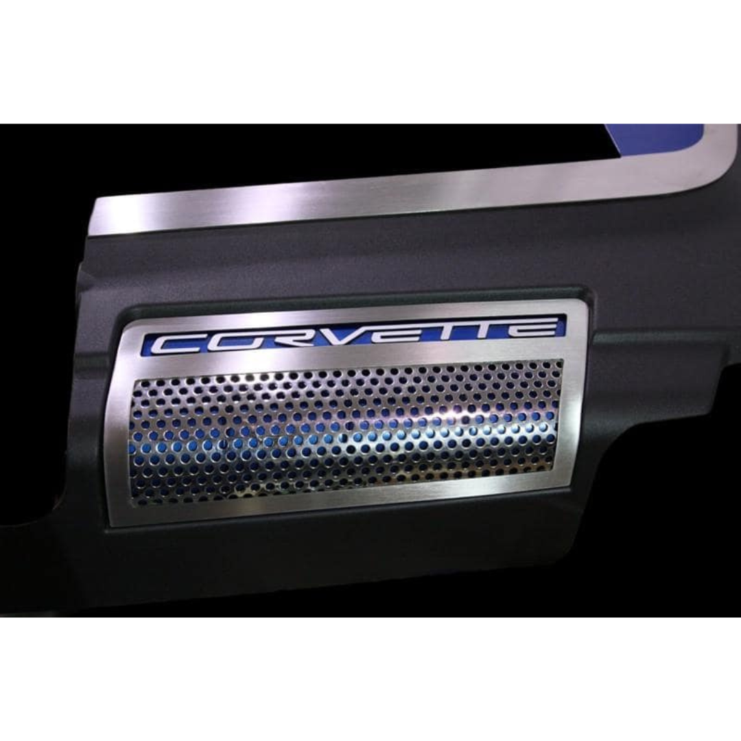 C6 Corvette ZR1 Engine Shroud Side Inserts - 2Pc Perforated Stainless Steel