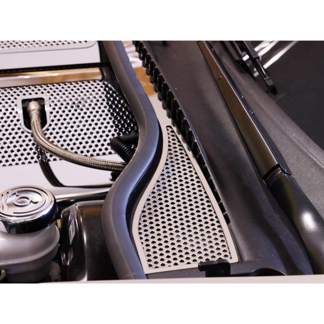 C6 Corvette Wiper Cowl Cover - 2008-2013 2Pc Polished Perforated Stainless Steel