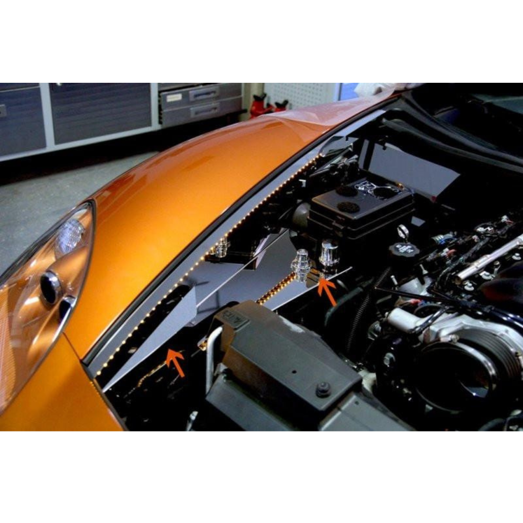C6 Corvette LED Illuminated Inner Fender Liner Component 8Pc - Polished Stainless Steel