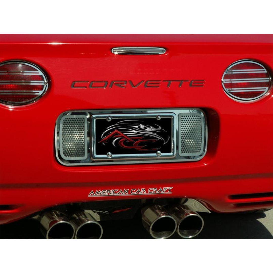 C5 Corvette Rear Tag-Back Plate - Polished Perforated Stainless Steel