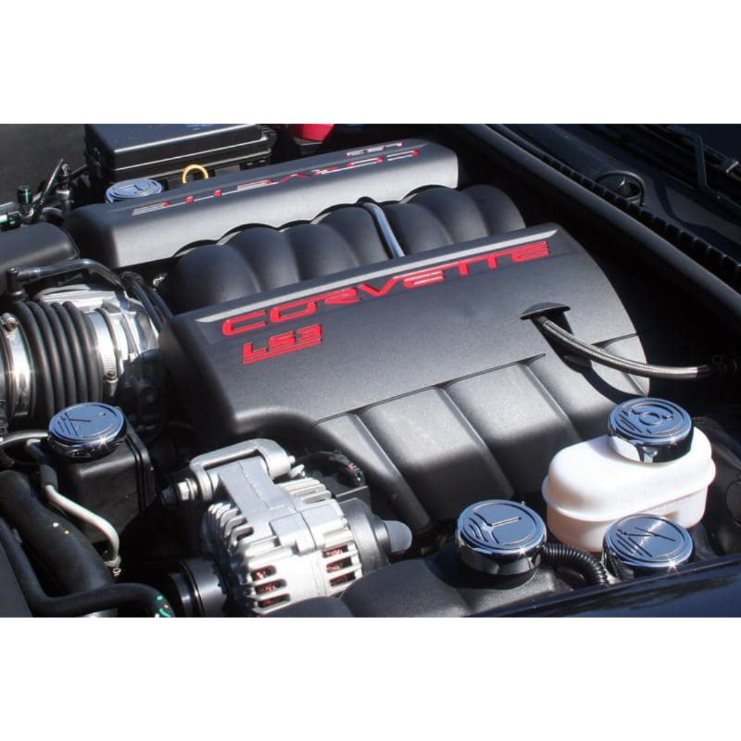 C6 Corvette Executive Series Fluid Cap Cover Set - Automatic 5Pc Triple Chrome Plated