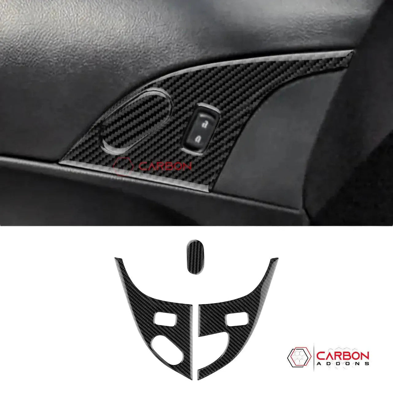 [3pcs Set] Real Carbon Fiber Door Lock Panel Switch Frame Overlay | C6 2005-2013 Corvette