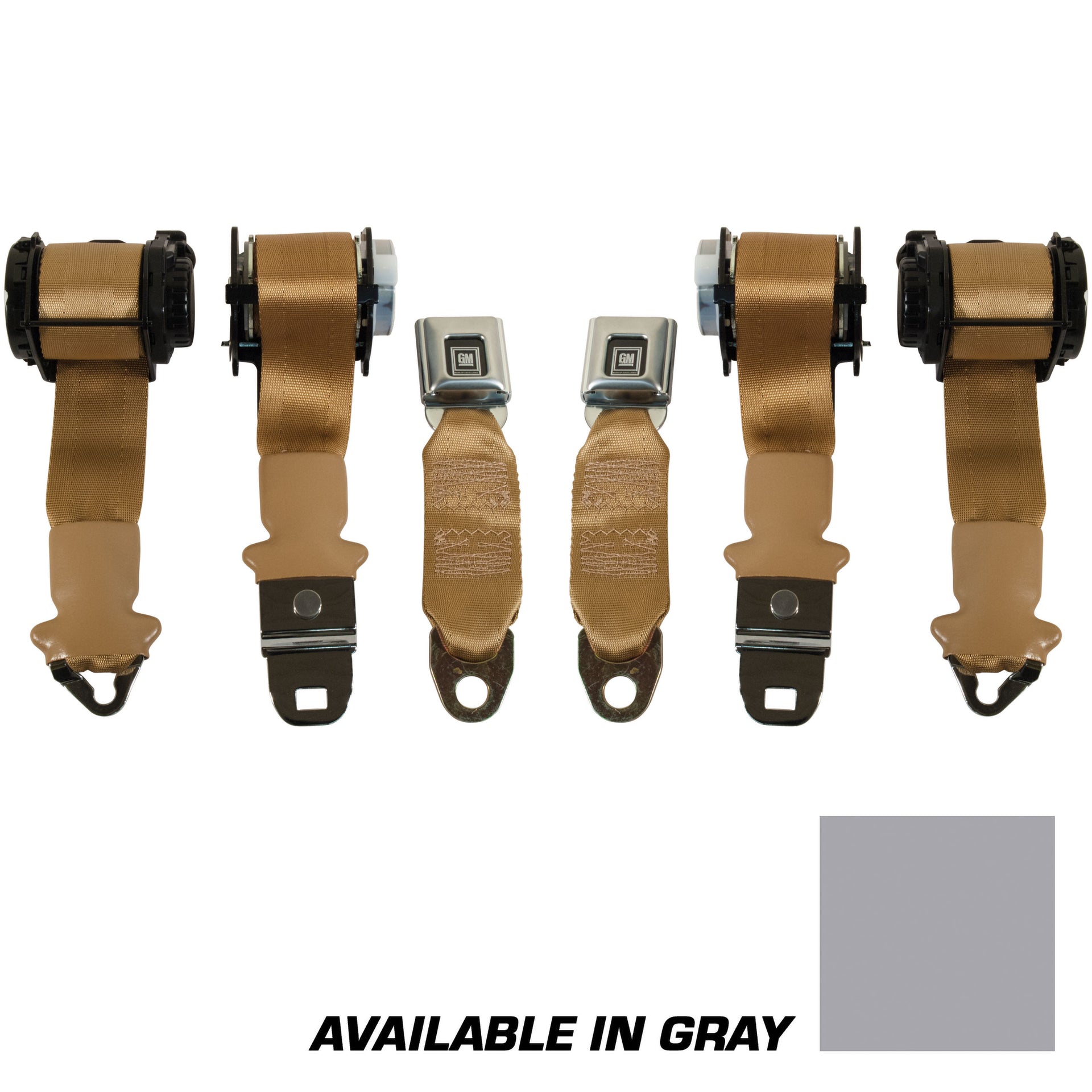 1974-1975 Corvette Gray Lap & Shoulder Conv Seat Belts - Dual Retractor-40230-Corvette-Store-Online