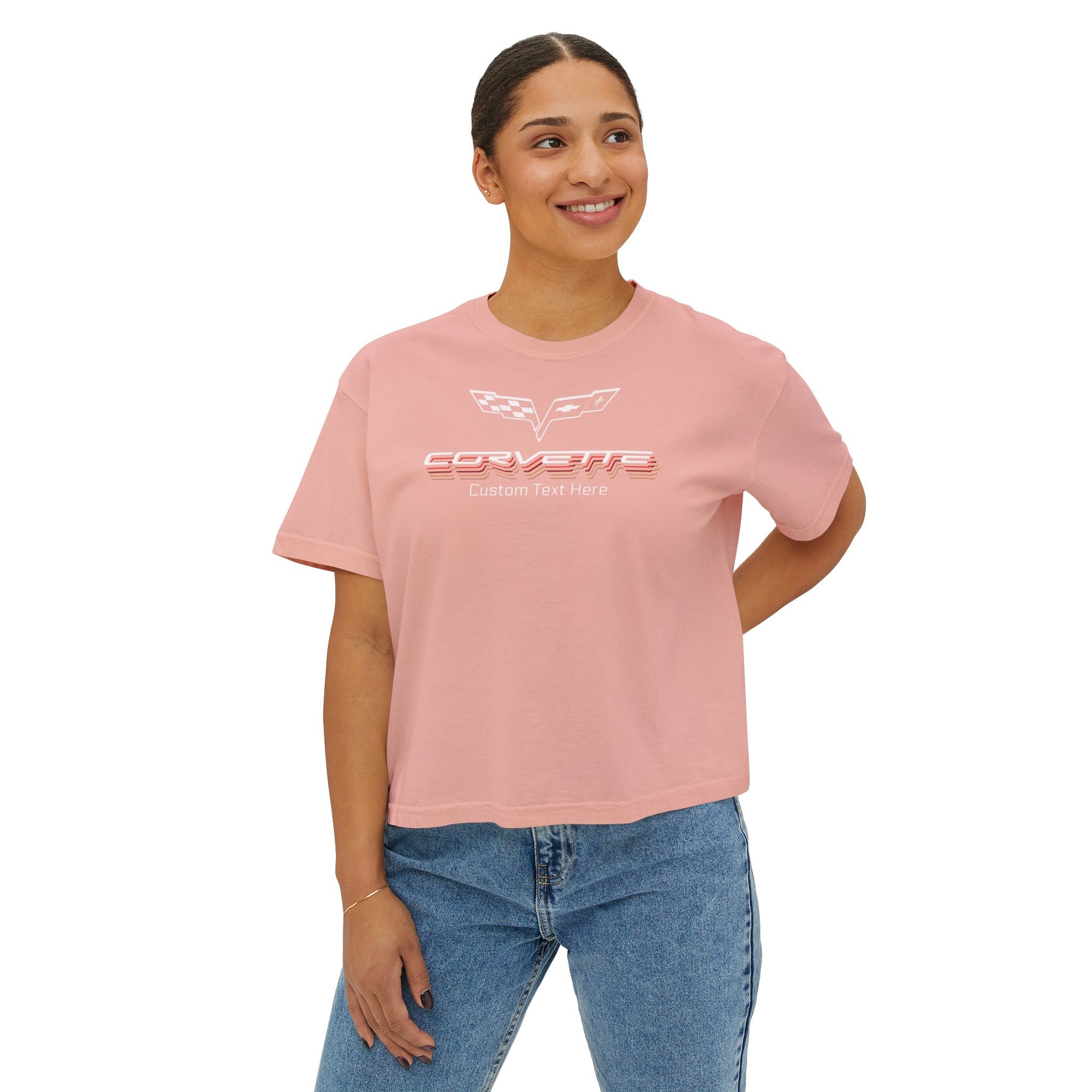 C6 Corvette Repeat Script Personalized Women's Cotton Boxy