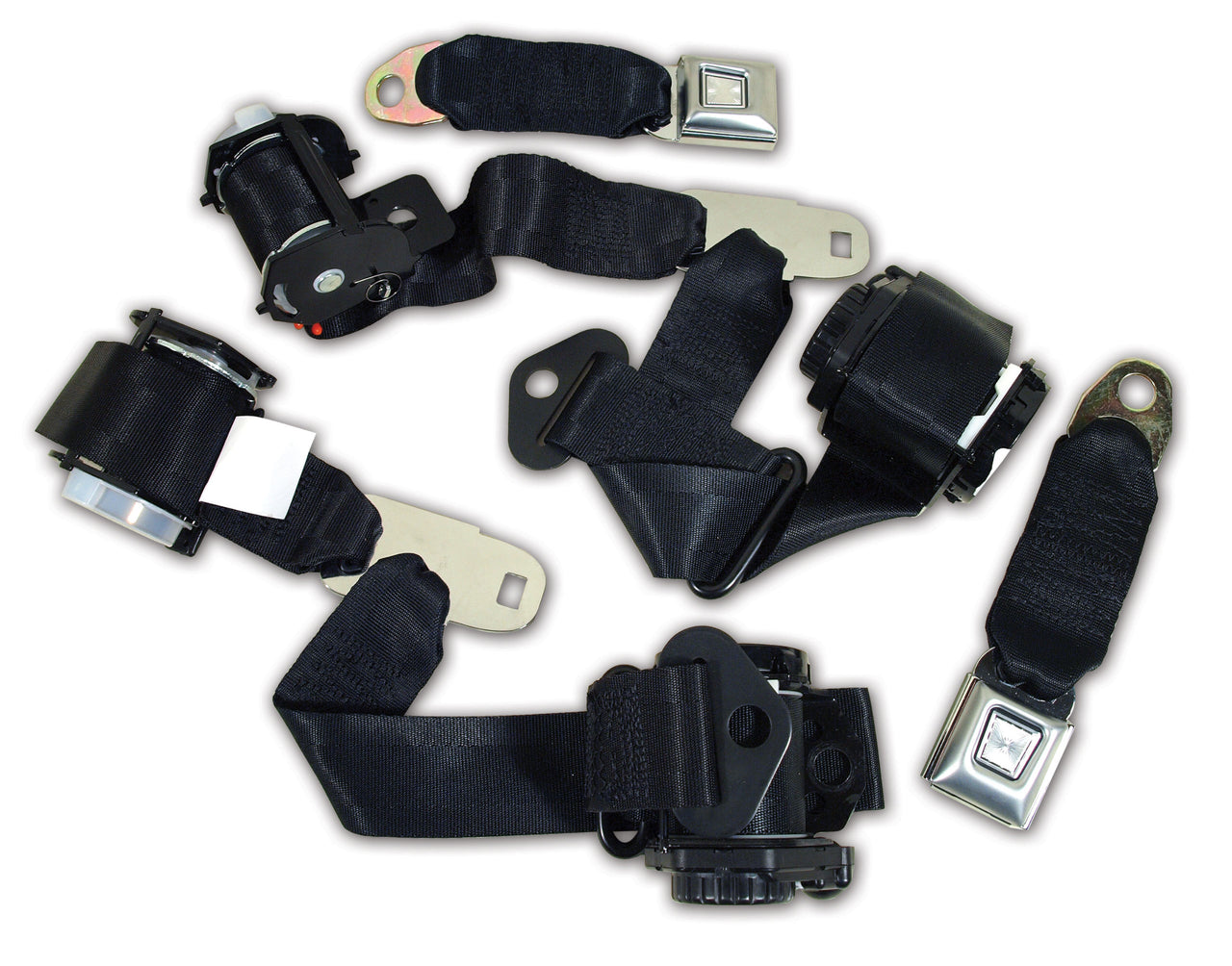 1974-1977 Corvette Black Lap & Shoulder Coupe Seat Belts - Dual Retractor-40689-Corvette-Store-Online