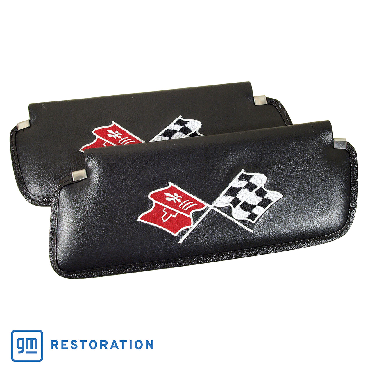 1974-1975 Corvette Sunvisors Black Madrid Embroidered W/Logo-408520-Corvette-Store-Online