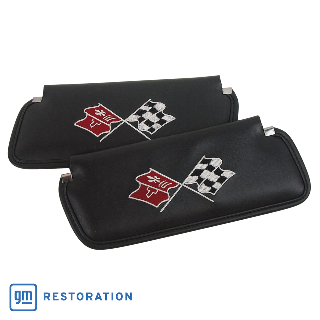 1976-1976 Corvette Sunvisors Black Embroidered W/Logo-408620-Corvette-Store-Online