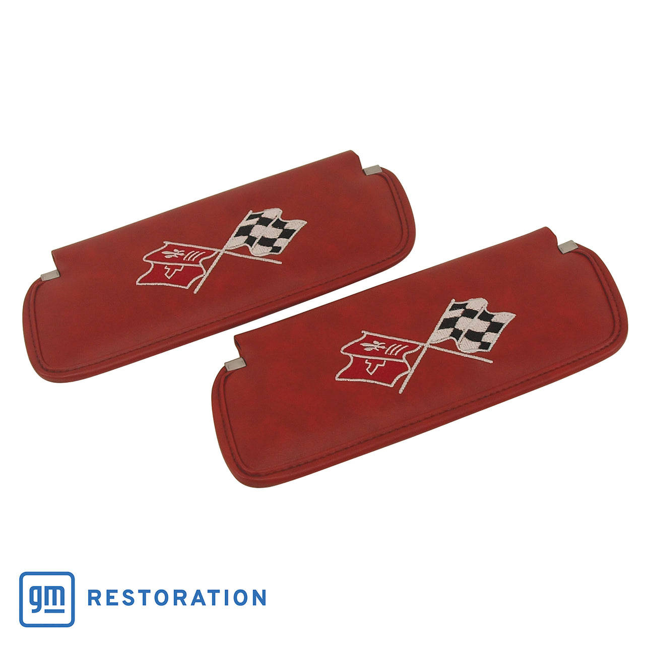 1976-1976 Corvette Sunvisors Firethorn Embroidered W/Logo-408634-Corvette-Store-Online