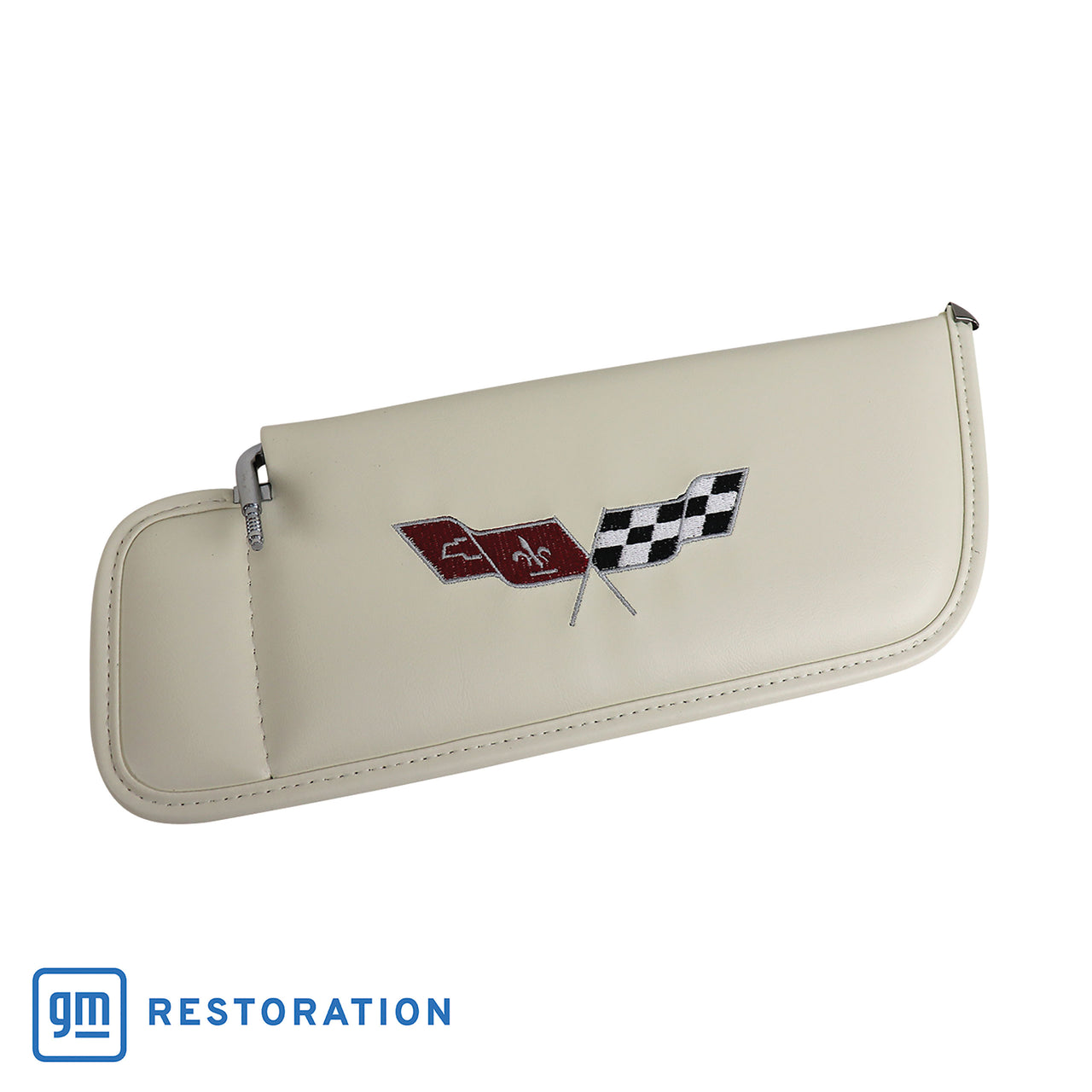 1977-1977 Corvette Sunvisor White Embroidered W/Logo-408776-Corvette-Store-Online