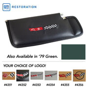 1979-1979 Corvette Sunvisor Green LH Telescopic W/Rod Embroidered W/Logo-410114-Corvette-Store-Online