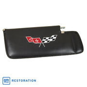 1979-1981 Corvette Sunvisor Black LH Telescopic W/Rod Embroidered W/Logo-410120-Corvette-Store-Online