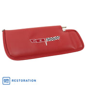 1979-1981 Corvette Sunvisor Red LH Telescopic W/Rod Embroidered W/Logo-410124-Corvette-Store-Online