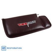 1980-1980 Corvette Sunvisor Claret LH Telescopic W/Rod Embroidered W/Logo-410136-Corvette-Store-Online