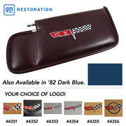 1982-1982 Corvette Sunvisor Dark Blue LH Telescopic W/Rod Embroidered W/Logo-410146-Corvette-Store-Online