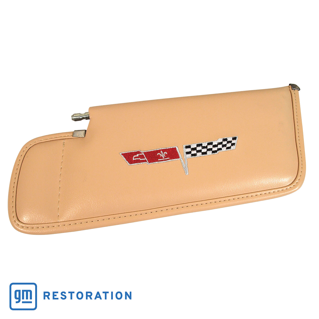 1979-1980 Corvette Sunvisor Doeskin LH Telescopic W/Rod Embroidered W/Logo-410150-Corvette-Store-Online