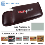 1982-1982 Corvette Sunvisor Silvergreen LH Telescopic W/Rod Embroidered W/Logo-410159-Corvette-Store-Online