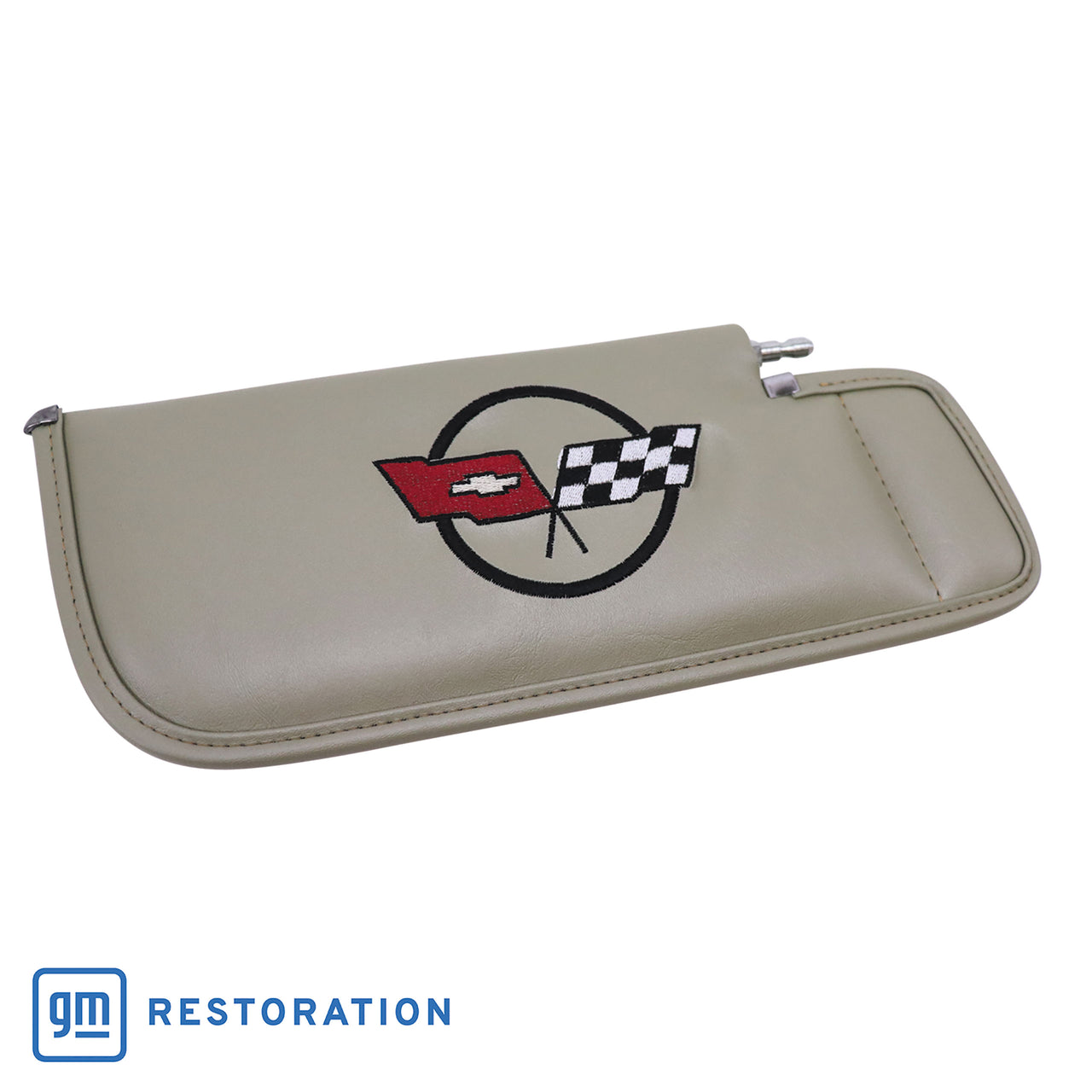 1982-1982 Corvette Sunvisor Collector LH Telescopic W/Rod Embroidered W/Logo-410160-Corvette-Store-Online