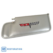 1981-1981 Corvette Sunvisor Silver LH Telescopic W/Rod Embroidered W/Logo-410164-Corvette-Store-Online