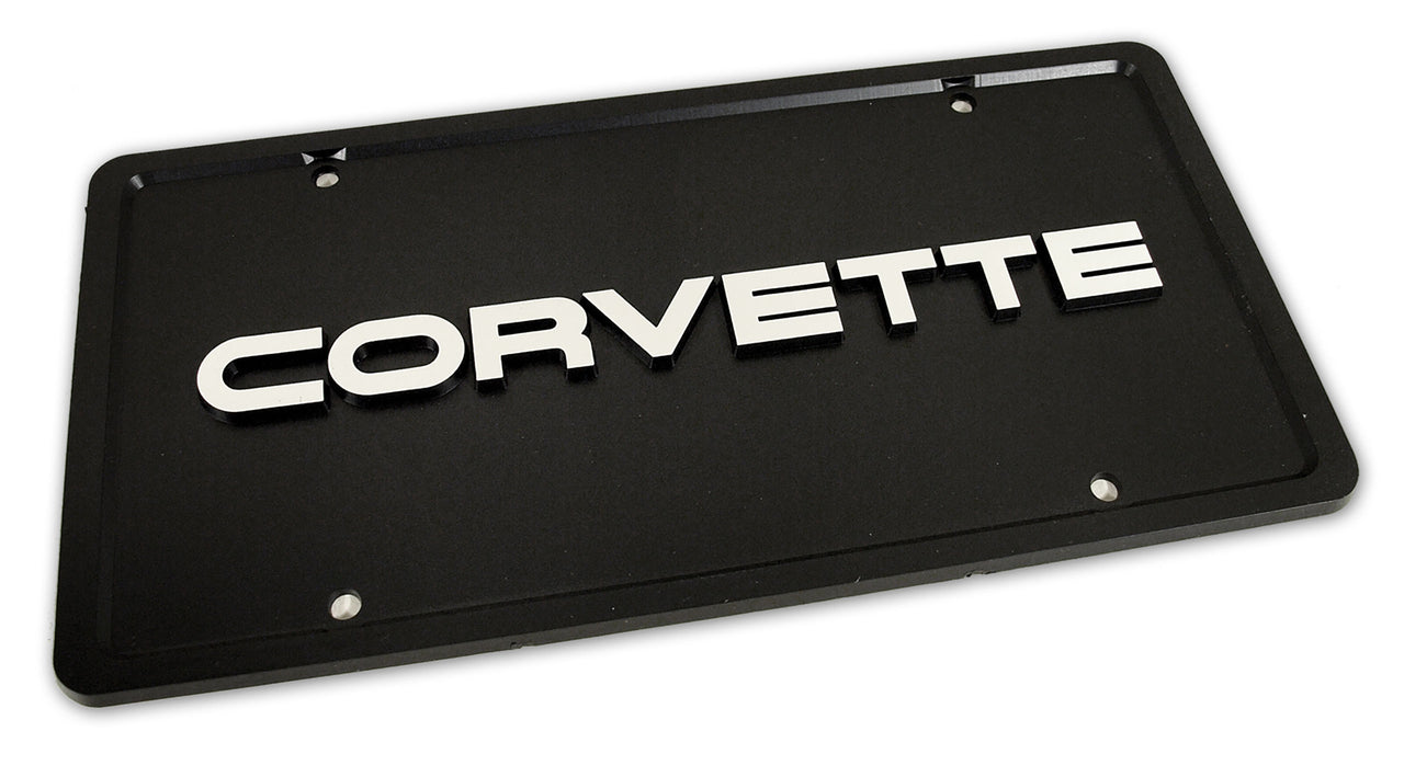 1984-1996 Corvette License Plate Corvette - Black W/Silver Letters-4105-Corvette-Store-Online