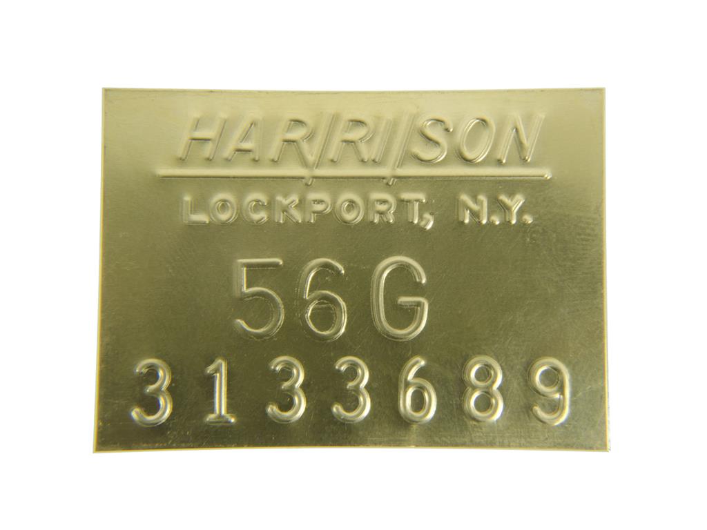 1953-1960 Corvette Radiator Id Plate Brass Dated-41115-Corvette-Store-Online