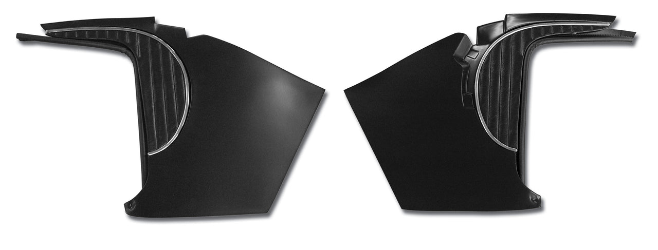 1962-1962 Corvette Deluxe Kick Panels W/Metal Insert & Trim - Black-412320-Corvette-Store-Online