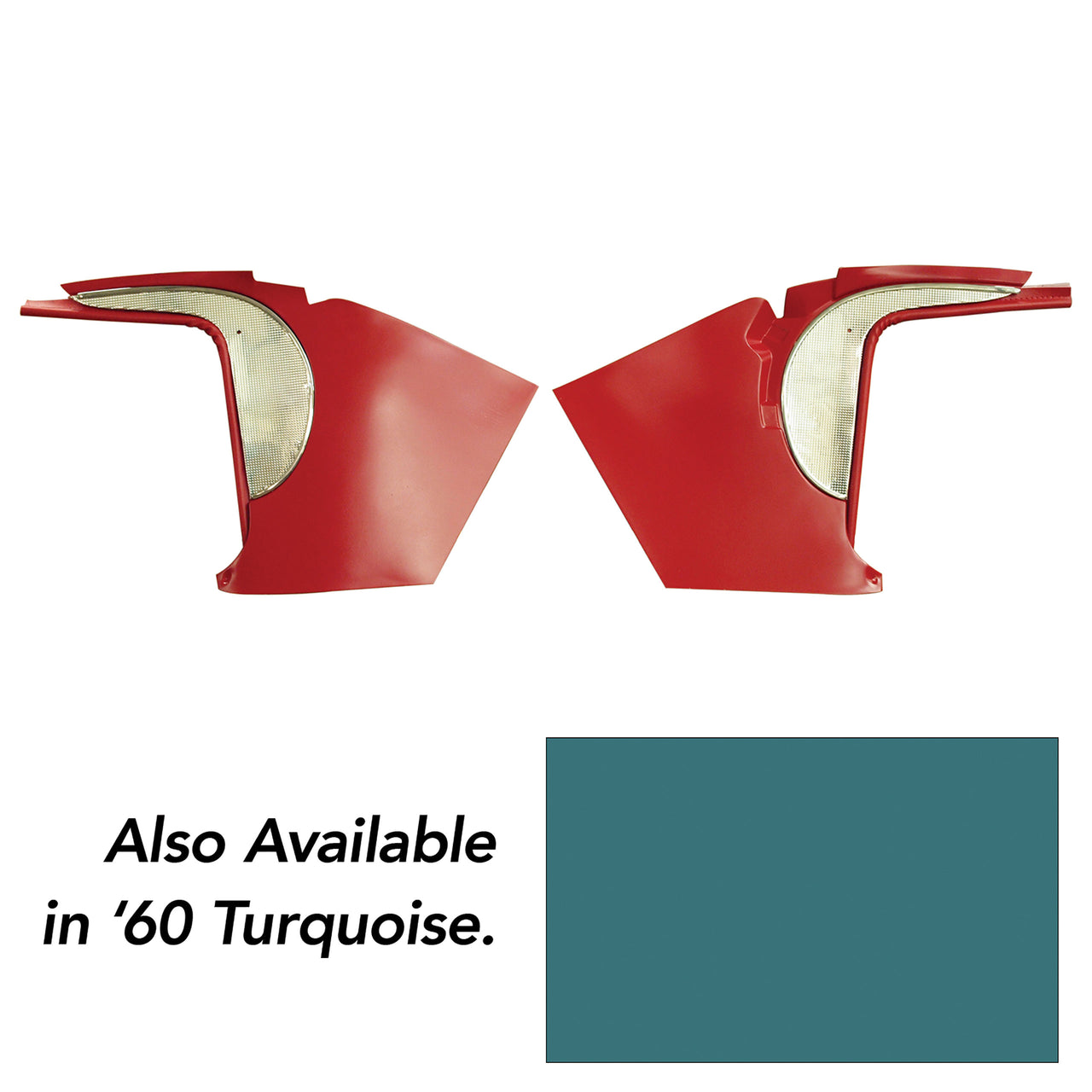 1960-1960 Corvette Deluxe Kick Panels W/Metal Insert & Trim - Turquoise-412506-Corvette-Store-Online