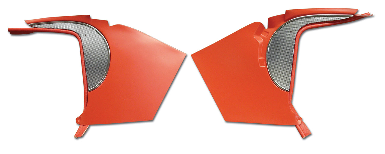 1958-1958 Corvette Deluxe Kick Panels W/Metal Insert & Trim - Red-412602-Corvette-Store-Online
