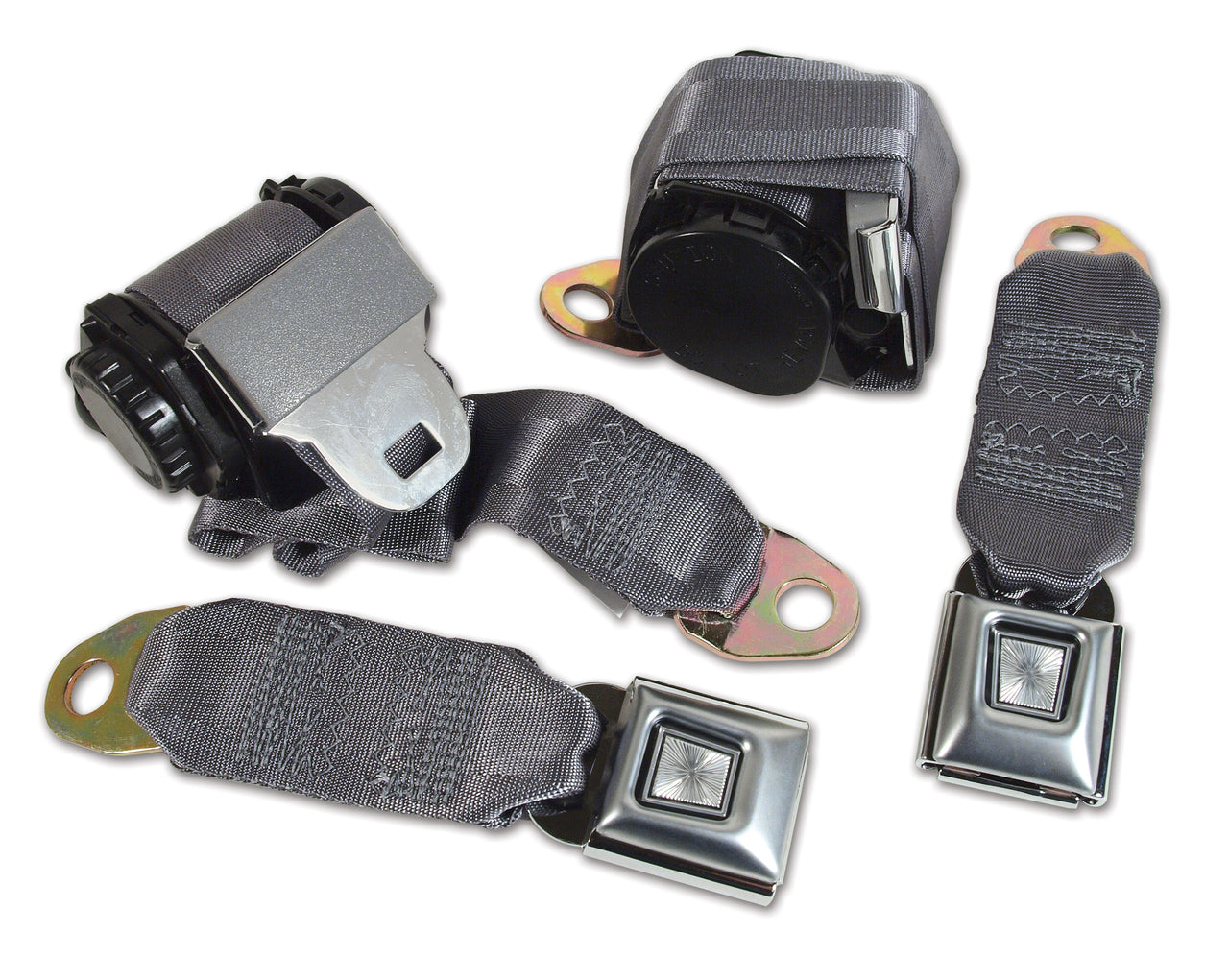 1978-1982 Corvette Gray Lap & Shoulder Seat Belts - Single Retractor-41420-Corvette-Store-Online