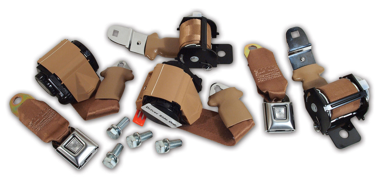 1972-1973 Corvette Seat Belts Lap & Shoulder - Light Saddle-41486-Corvette-Store-Online