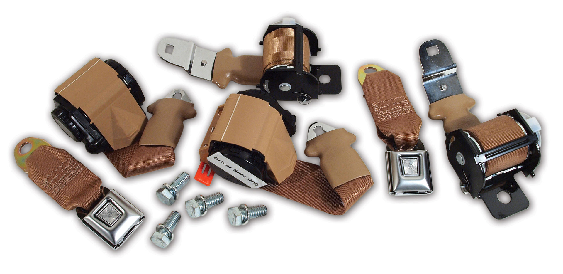 1972-1973 Corvette Seat Belts Lap & Shoulder - Light Saddle-41486-Corvette-Store-Online