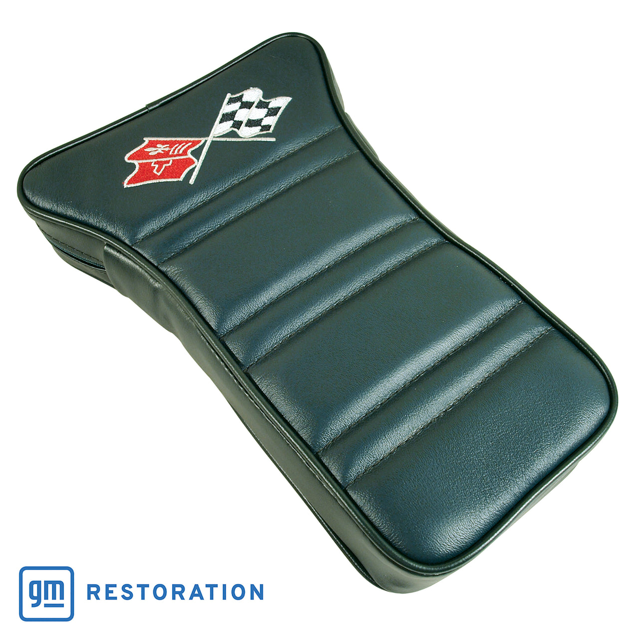 1969-1969 Corvette Center Armrest With Embroidered C3 Cross Flags - Green-414914E-Corvette-Store-Online