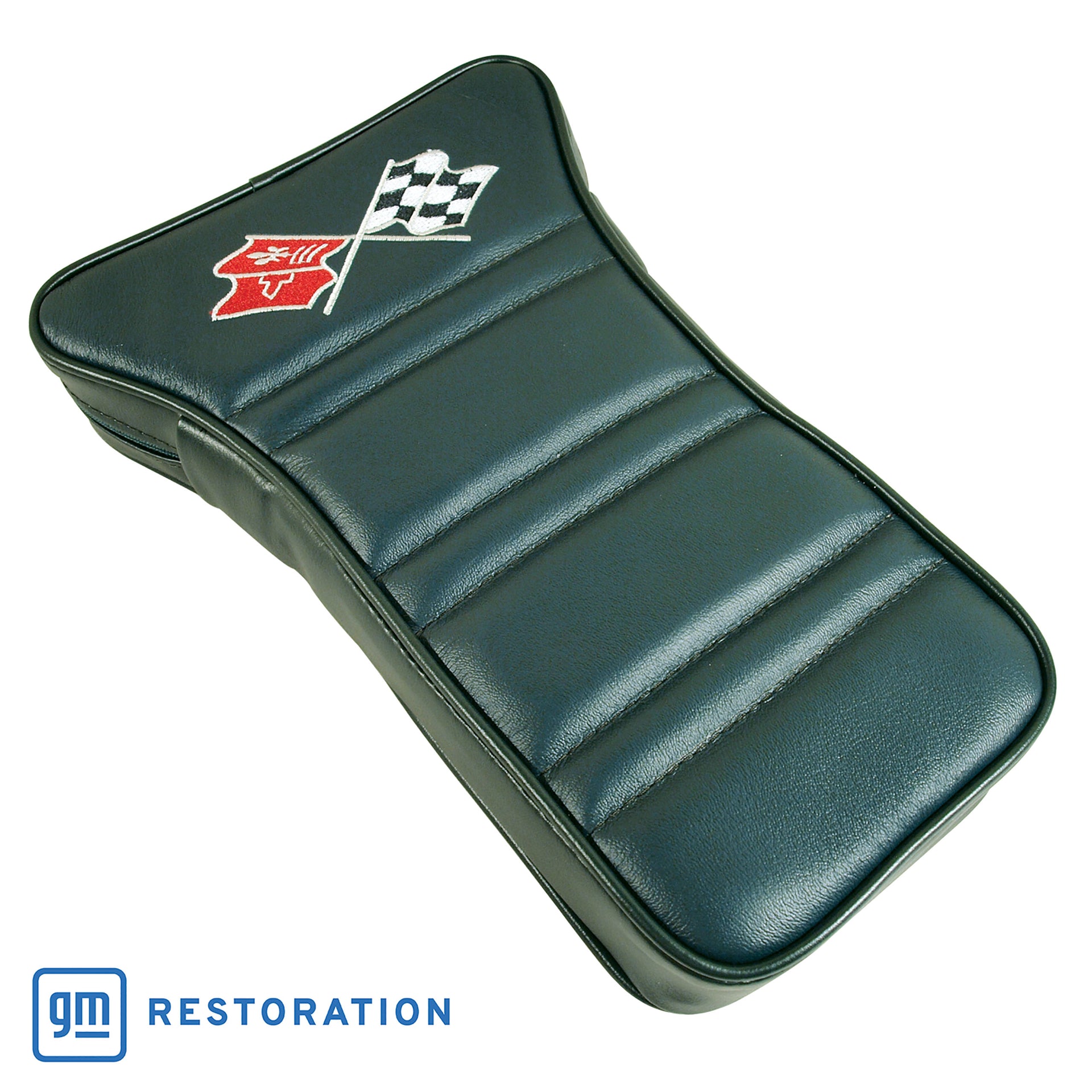 1969-1969 Corvette Center Armrest With Embroidered C3 Cross Flags - Green-414914E-Corvette-Store-Online