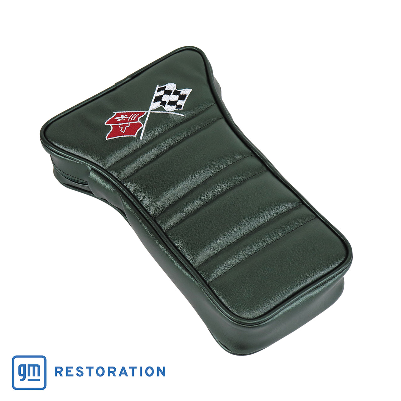 1970-1970 Corvette Center Armrest With Embroidered C3 Cross Flags - Green-414917E-Corvette-Store-Online