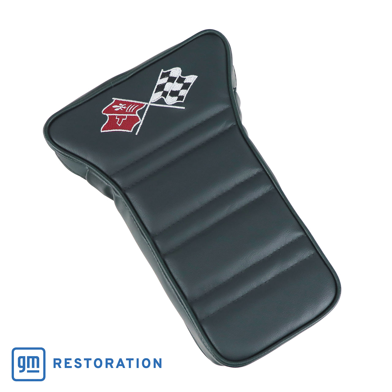 1971-1971 Corvette Center Armrest With Embroidered C3 Cross Flags - Green-414918E-Corvette-Store-Online