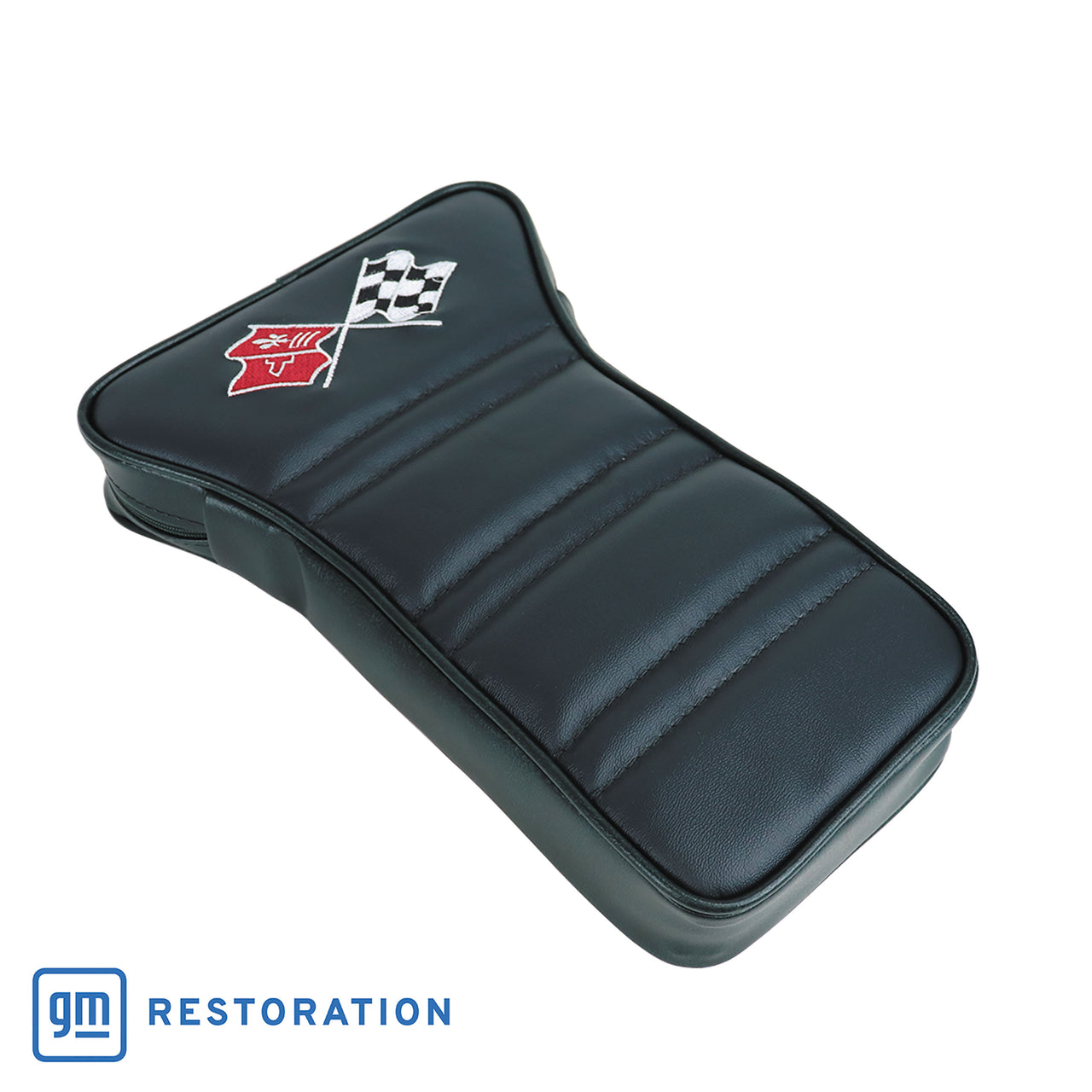1976-1976 Corvette Center Armrest With Embroidered C3 Cross Flags - Bluegreen-414919E-Corvette-Store-Online