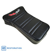 1968-1978 Corvette Center Armrest With Embroidered C3 Cross Flags - Black-414920E-Corvette-Store-Online