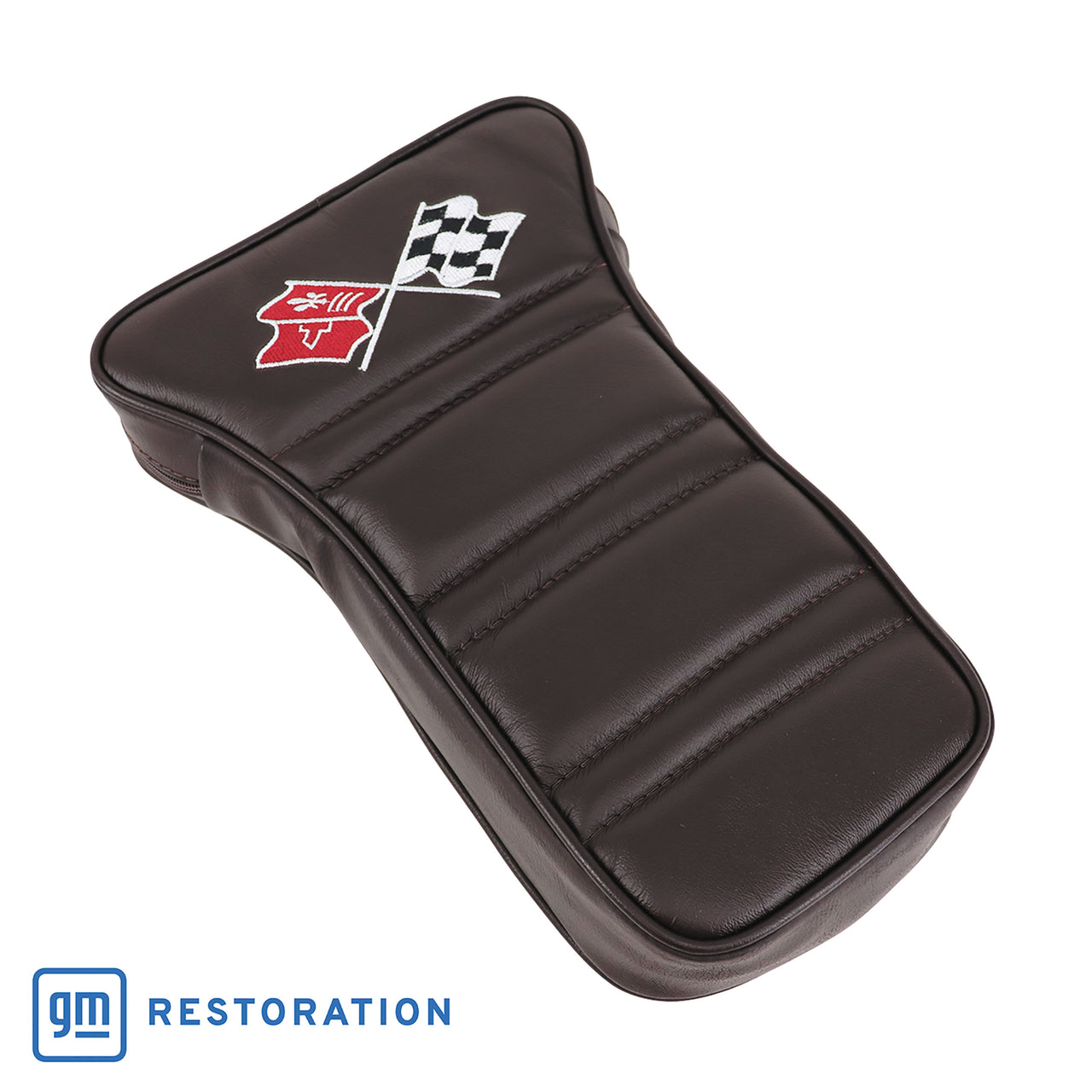 1968-1968 Corvette Center Armrest With Embroidered C3 Cross Flags - Tobacco-414928E-Corvette-Store-Online