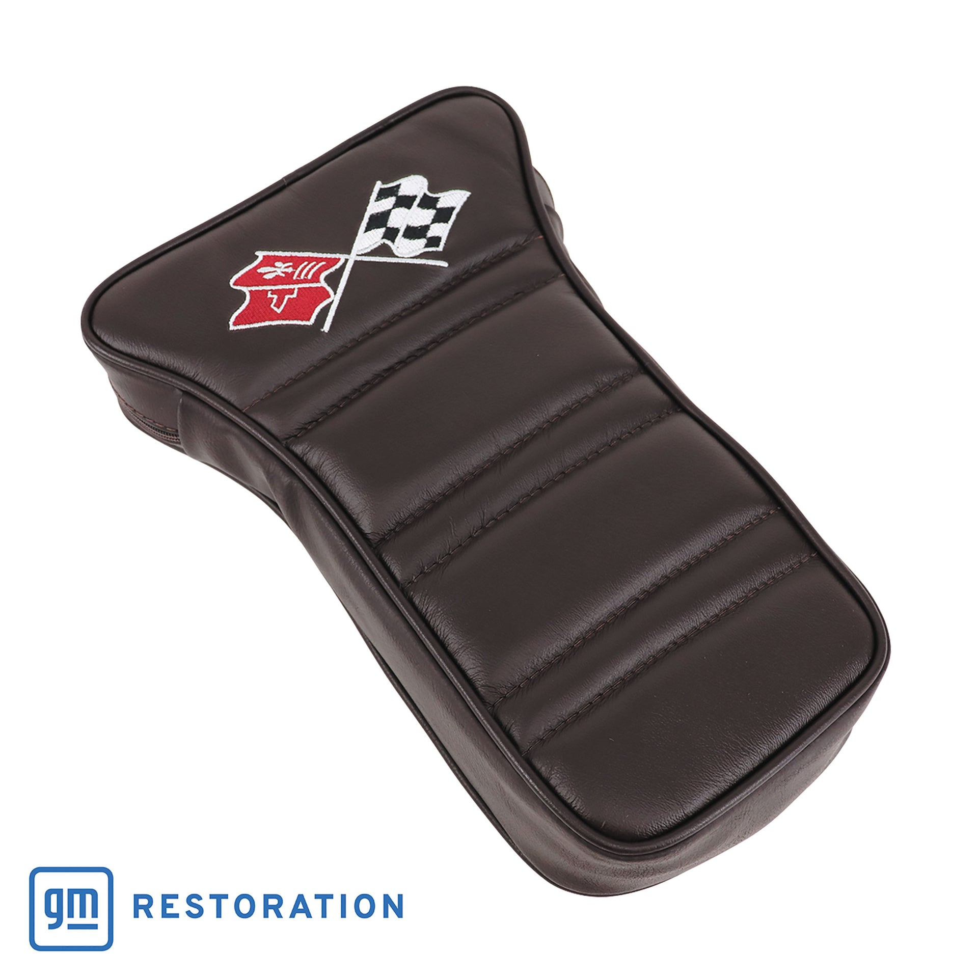 1968-1968 Corvette Center Armrest With Embroidered C3 Cross Flags - Tobacco-414928E-Corvette-Store-Online