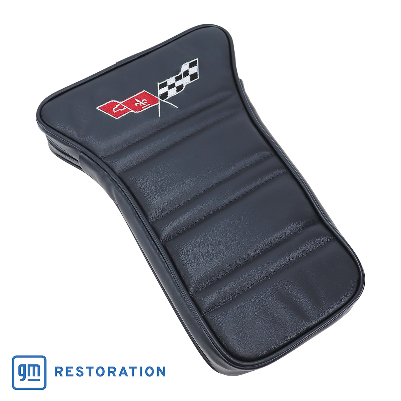 1978-1978 Corvette Center Armrest With Embroidered C3 Cross Flags - Dark Blue-414948E-Corvette-Store-Online