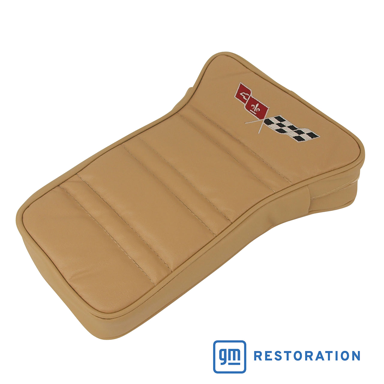1978-1978 Corvette Center Armrest With Embroidered C3 Cross Flags - Doeskin-414950E-Corvette-Store-Online